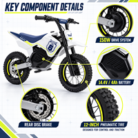 Moto électrique tout-terrain pour enfants 14V Vitesse maximale de 15 km/h