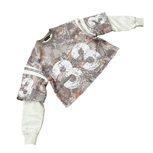 High Quality Custom Hip Hop Vintage Double Layer <b>Knitted</b> 100% Cotton Acid Wash Heat-Transfer Printed 2 1 Short Sleeve T Shirt - Product Image 5