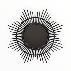 Vente en gros Miroirs Mulya Design traditionnel Miroirs muraux éclairés Cadre en bois de rotin et osier de haute qualité Brun clair Intérieur de maison - Product Image 1