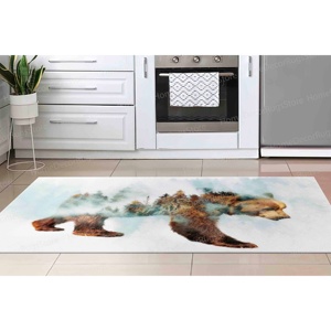Tapis imprimé avec un ours qui marche dans la neige, tapis à thème animal, cadeau pour la maison, tapis doux non tissé - Product Image 3