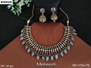 เครื่องประดับโบราณสไตล์แฟนซี Mehendi ชุบปาร์ตี้สวมชุดสร้อยคอ - Product Image 2