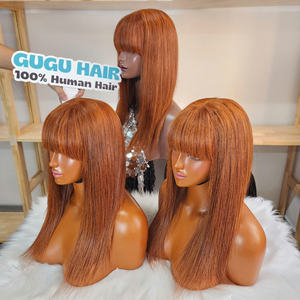 Peluca de Cabello Humano Natural de 14 Pulgadas, Estilo Ombre Marrón, Sin Pegamento, de Lujo Vietnamita 100%, Personalizable, para Mujeres Negras - Product Image 1