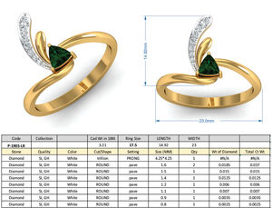 Bague en laiton plaqué or 18 carats avec zircon vert feuille tourbillonnante style bohème, minimaliste et délicate, vente en gros pour femmes - Product Image 4