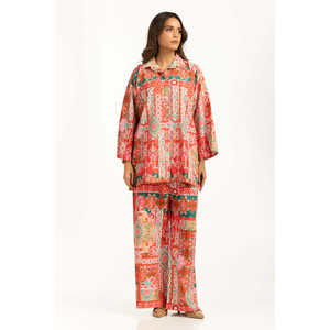 Ensemble coordonné imprimé en viscose slub bohème IPST-55067 pour le printemps/été en tissu crêpe - Product Image 3