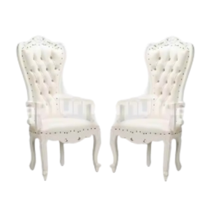 Sillas de trono de madera de teca para muebles de sala de estar, sillas de sofá Premium de lujo, Color blanco con respaldo alto a la venta - Product Image 6