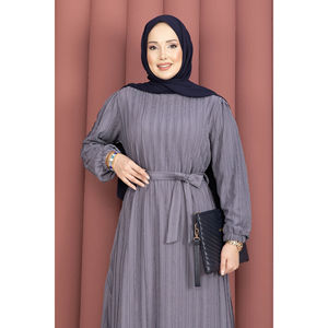 Vestido de Noche Largo y Elegante Zaranur, con Cinturón Desmontable, Color Gris, Silueta en A, Estilo de Fiesta, con Lentejuelas, Largo hasta el Suelo, Talla XS - Product Image 2