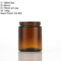 Pot en verre à large ouverture et parois droites de 6 oz, finition col 63-400, compatible avec les bouchons en aluminium/plastique/phénolique pour bonbons gélifiés et capsules