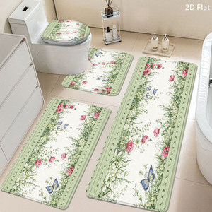 Ensemble de tapis de salle de bain antidérapants en flanelle imprimés sur mesure pour la salle de bain, rideau de douche antidérapant, tapis de bain - Product Image 6