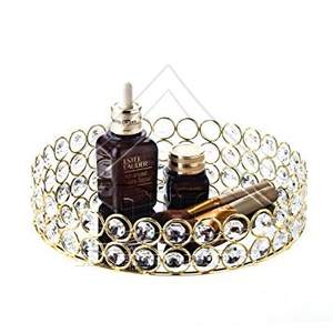 Plateau de vanité miroir en cristal de luxe, en verre argenté, organisateur de maquillage décoratif, plateau de rangement pour bijoux, pour décoration de mariage - Product Image 3