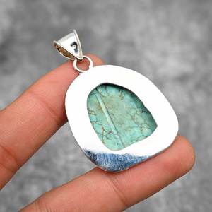 Turquesa Tumble colgante 925 plata esterlina hecha a mano joyería de piedras preciosas turquesa Natural regalo para su collar de mujer - Product Image 4