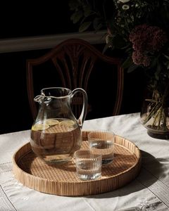 Exclusive Quality Rattan <b>Tray</b> With Work <b>Round</b> Shape Food <b>Serving</b> <b>Tray</b> From Manufacturer in India - Product Image 1