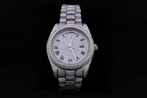 Montre mécanique antique en acier inoxydable 41 mm pour homme avec diamants en moissanite VVS, design léger, luxueux, tendance hip-hop - Product Image 3