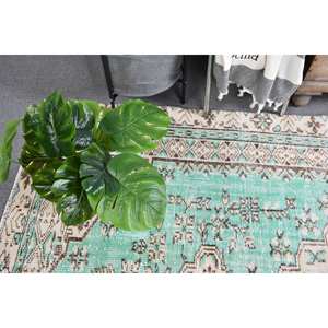 พรมตุรกีวินเทจสีเขียว9ft X 5.5 x สานเรียบลายปะติดพื้นที่ขนาดใหญ่สำหรับตกแต่งห้องนั่งเล่นผ้าขนสัตว์ลาเท็กซ์ - Product Image 2