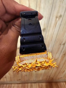 Reloj de Pulsera de Lujo RB Gems para Hombre, Automático, de Cuarzo, Analógico, con Cristal, Diamante Moissanite VVS, Correa de Acero Inoxidable Negra y Dorada - Product Image 5