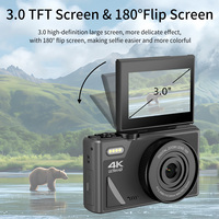 Vente flash - Appareil photo numérique rétro HD 4K 64MP avec écran TFT rabattable 3.0, zoom numérique 18X, Wi-Fi, enregistrement photo et vidéo, caméra de vlog