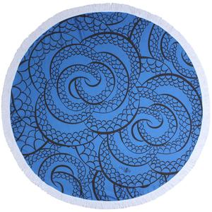 Toalla de Playa Redonda Tejida con Patrón de Ondas, con Borlas, Estilo Wonderland, Secado Rápido, Toalla de Playa Pestemal Redonda de Algodón - Product Image 1