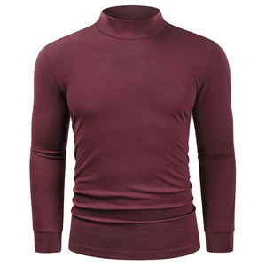 Sudadera de cuello simulado suave para hombre con logotipo personalizado, jersey de manga larga con medio cuello alto, camisas lisas, OEM ODM, transpirables - Product Image 1