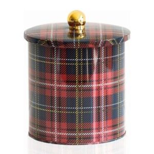 Ekose 2.1L Food <b>Storage</b> & <b>Container</b> 2.1L Metal round Canister with Knob Handle 140x150mm Plaid Design - Product Image 1