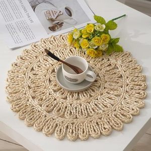 แผ่นรองจานและแผ่นรองจานลายดอกผักตบชวาสำหรับงานปาร์ตี้ที่ดีที่สุดแผ่นรองจานหวายทรงกลมดีไซน์สำหรับตกแต่งเครื่องใช้บนโต๊ะอาหาร - Product Image 5