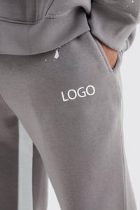 Personnalisé 100% Coton Polaire Pantalon de Survêtement Hiver Poids Lourd Empilé Gousset Unisexe Streetwear Hip Hop Peinture Éclaboussures Homme Broderie - Product Image 3