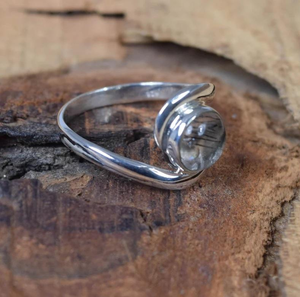 Anillo de Piedra Preciosa Redonda de Rutilo Negro, Joyería de Diseño Hecha a Mano en Plata de Ley 925 para Mujer, Regalo de Cumpleaños, Fabricante al por Mayor - Product Image 4