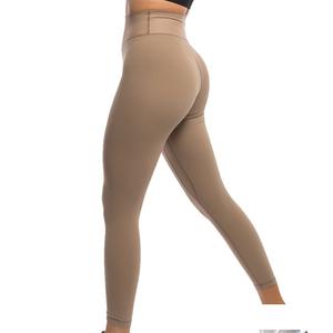 Mallas de algodón 100% de calidad superior para mujer, pantalones de yoga con logotipo personalizado y bolsillos, ropa de entrenamiento deportivo de cintura media - Product Image 4