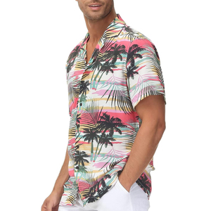 Chemises hawaïennes pour hommes en twill polyester/coton de haute qualité, taille personnalisée, dernières tendances estivales, manches courtes, impression numérique, écologiques - Product Image 6