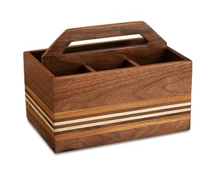 Premium Wine & Beer Caddy with Glass and Wooden Cutlery Holder <b>Kitchen</b> Tissue Paper Stand Multi-Use <b>Storage</b> Solution - Product Image 5