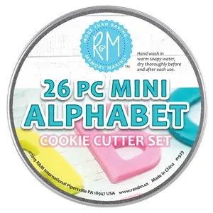 R&M International Mini Alphabet Cookie Cutter Set In Can, English Alphabet Cookie Cutter Set