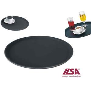 Vassoio Rotondo Antiscivolo in Polipropilene Ilsa 35x2h, Set per Servire Bevande 25 cm - Product Image 1