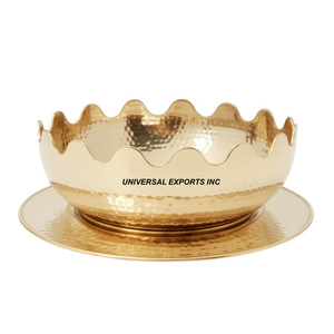 Bol à chocolat martelé en métal avec assiette, forme ronde, design original, nouveau bol à bonbons, dernière collection Ramadan, bol à chocolat fantaisie - Product Image 2