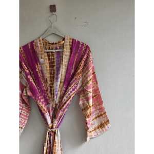 Kimono de Seda con Estampado Tie-Dye, Estilo Boho, con Bolsillos, para Bodas - Product Image 1