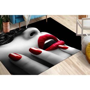 Tapis en chenille Red Lip Woman : Tapis d'appoint sensuel Pop Art, Tapis doux non tissé - Product Image 2