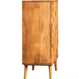 Buffet moderne à 2 portes du milieu du siècle meuble de rangement à pieds coniques finition naturelle bloc texturé Design maison meubles de salon - Product Image 2