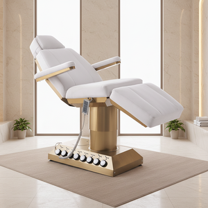 Cama de Masaje Eléctrica Cosmética con 3 Motores, Personalizable, de Cuero y Acero Inoxidable, con Taburete - Product Image 1