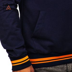 เสื้อฮู้ดผู้ชายแบบสวมหัวมีฮู้ดโลโก้กำหนดเองสีตัดกัน - Product Image 5