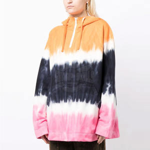 Sweat à capuche Tie Dye de couleur unie pour femme Tissu doux à séchage rapide pour l'hiver décontracté en plein air avec logo sur le devant - Product Image 3