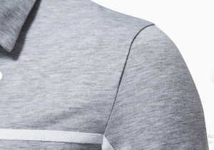 เสื้อยืดกอล์ฟผู้ชายแบบกำหนดเองสำหรับฤดูร้อนธุรกิจลำลองแบบถักกันรอยยับระบายอากาศสีปิดกั้นแขนสั้นหมุนเวียน - Product Image 4