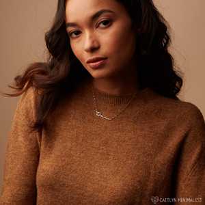 Collar de latón chapado en oro de 14 quilates personalizado con nombre de fuente de firma personalizada con cadena de eslabones estilo lindo para aniversario - Product Image 2