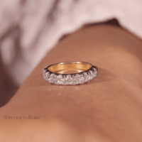 Bague demi-éternité classique unisexe en argent sterling plaqué rhodium, zircon glacé certifié VVS, 3mm 4mm 5mm, pour mariage, anniversaire, fête