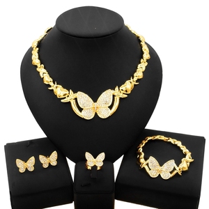 Zhuerrui Hugs and Kisses Luxury Big Butterfly Xoxo Necklace Set <strong>Jewelry</strong> Women <strong>Costume</strong> <strong>Indian</strong> Trendy Gold Filled <strong>Jewelry</strong> SetX0120 - Product Image 1