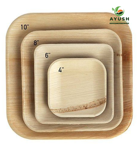 Assiettes et bols élégants en feuilles d'arec carrées de 4 à 10 pouces, fournitures de traiteur jetables de qualité supérieure - Product Image 1