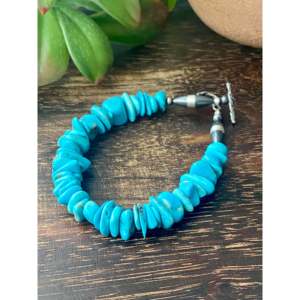 Navajo Handcrafted Kingman Turquoise & Sterling <b>Silver</b> <b>Beaded</b> Pearl Bracelet - Product Image 4