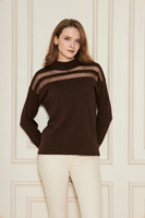 Pull col roulé marron pour femme, manches longues, tricoté, couleur unie, élégant, pour l'automne, anti-boulochage