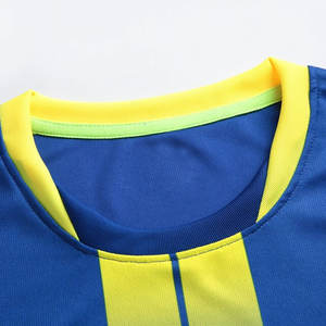 Uniforme de Fútbol Azul Rey para Hombre |   Kit de Franjas Verticales Triples Amarillas |   Conjunto de Camiseta y Pantalones Cortos para Entrenamiento de Equipos Adultos, Ropa Deportiva - Product Image 3