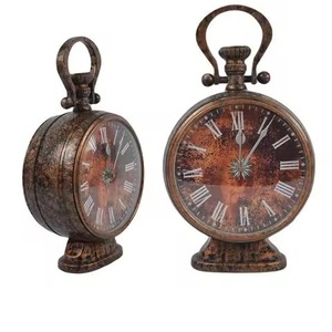 Horloge de bureau élégante moderne et classique en métal avec socle en bois pour bureau à domicile, école, bureau de table - Product Image 2