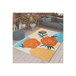Alfombra clásica de poliéster con figura de Rosa naranja, alfombra Rectangular impresa Digital para pasillo y entrada para sala de estar - Product Image 4