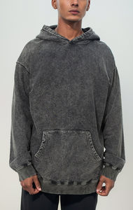 Sweats à capuche personnalisés 420 Gsm 100% coton uni teint en molleton coupe ample coupe ample automne hiver bas de survêtement - Product Image 3