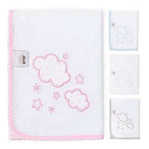 100% Algodón Mod. Nubes Bordadas con Técnicas de Tejido Rosa - Product Image 1