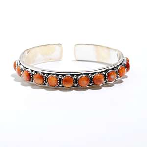 Elegant 925 Solid Sterling <b>Silver</b> Orange Oyster Gemstone <b>Bracelet</b> Women's Wholesale <b>Bangle</b> for Gifts and Parties - Product Image 2